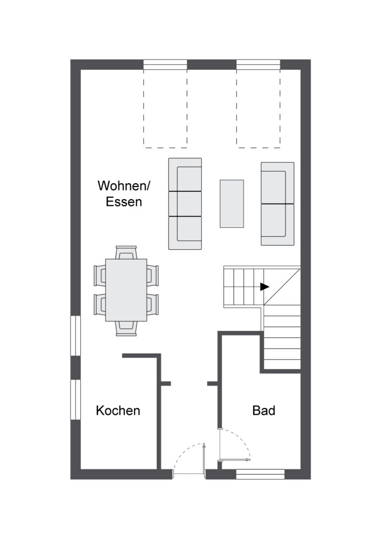Grundriss mit Zugang zur Maisonette